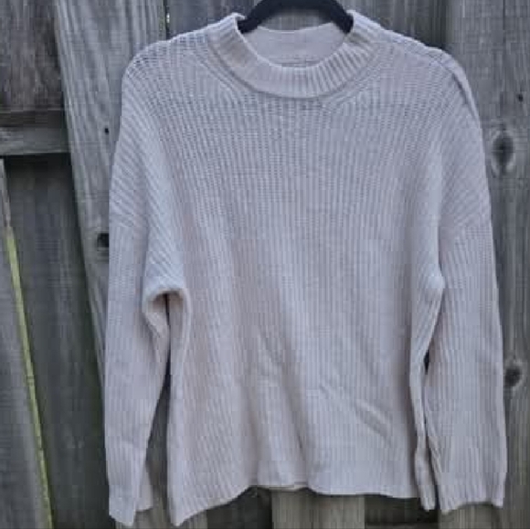 XS Very Oversized American Eagle Cream Mockneck Sweater Relax Fit Soft Stretchy - Picture 4 of 6